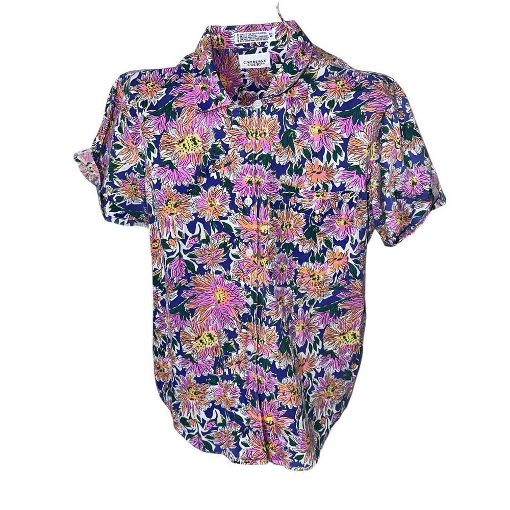 BEAUTIFUL RARE VINTAGE VIBRANT Women's 80s Colorful Floral Blouse By Carriage Co